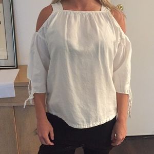 Madewell white cut-out shoulder blouse